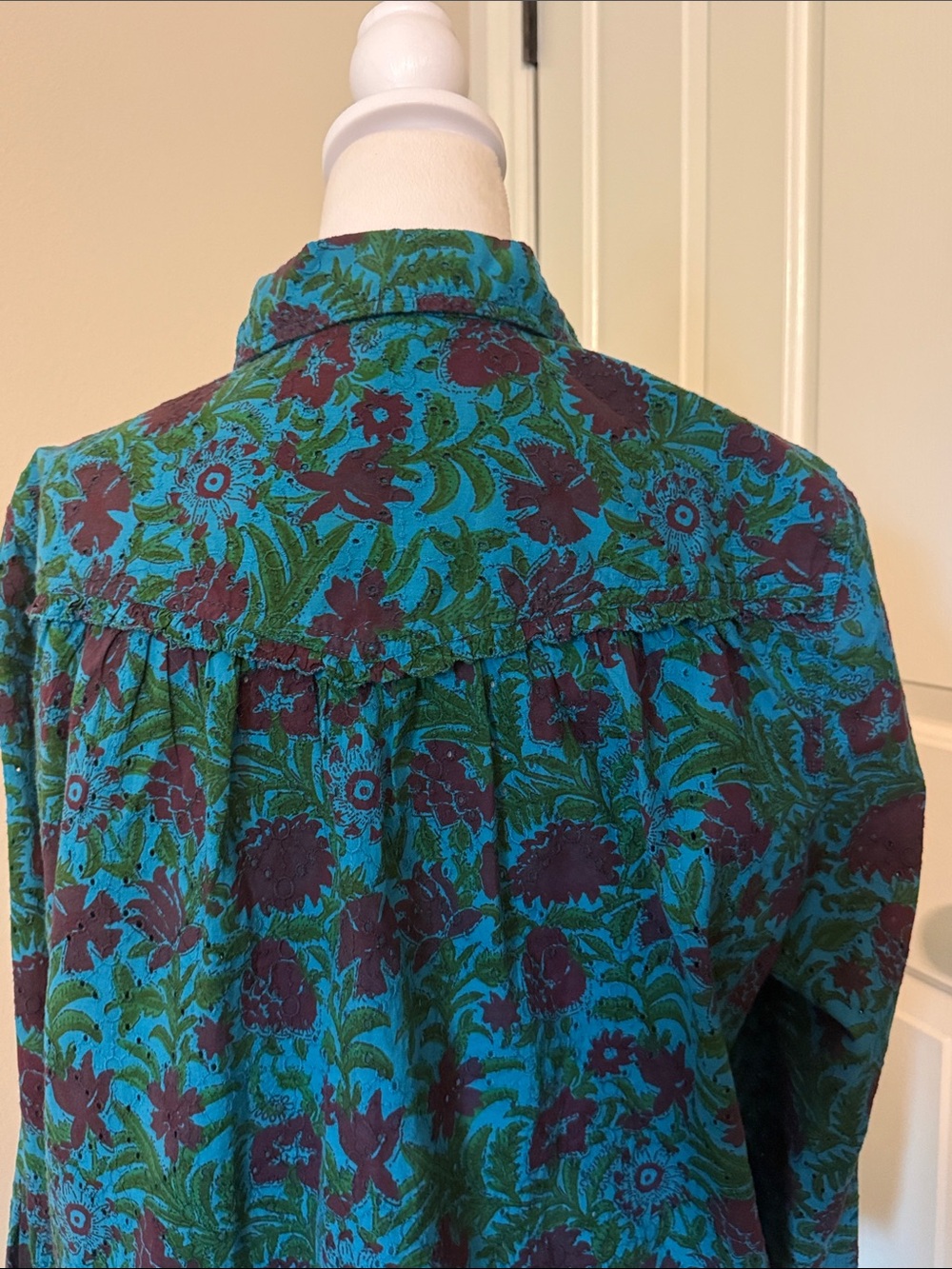 Sundance Teal and Plum eyelet Floral Button-Down Shirt - Picture 8 of 10
